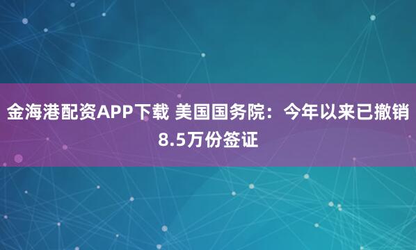 金海港配资APP下载 美国国务院：今年以来已撤销8.5万份签证