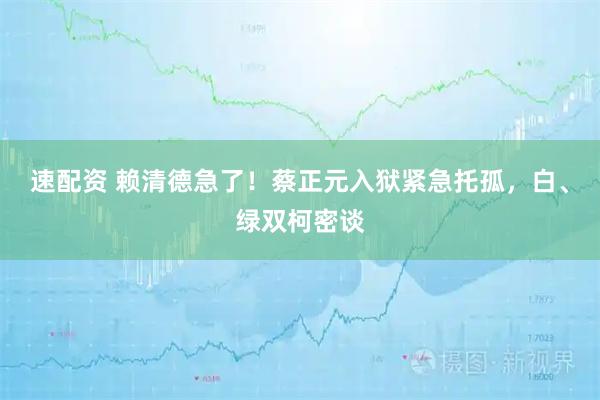 速配资 赖清德急了！蔡正元入狱紧急托孤，白、绿双柯密谈